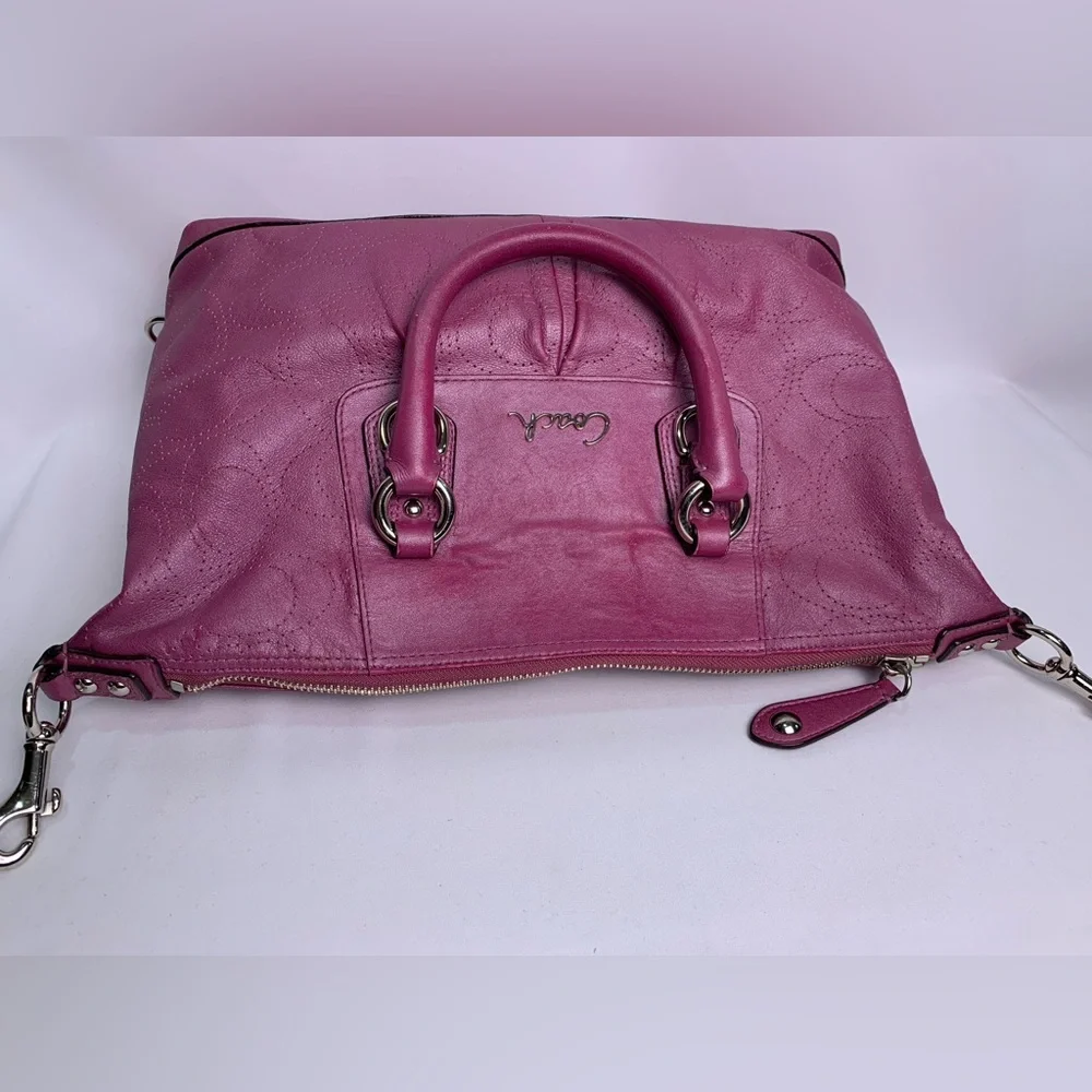 Coach Ashley Pink Leather Convertible Hobo Bag Mauve - Picture 6 of 15